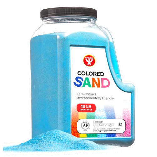 Hygloss Colored Play Sand – 15 lb Light Blue Craft Sand for Sand Art, Christmas Gifts & Decorations, DIY Projects, Classroom Activities, and Plant Décor – Fine, Non-Toxic Sand, Safe for Kids Ages 3+