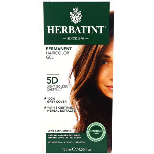 Herbatint Permanent Herbal Haircolour Gel 5D Light Golden Chestnut - 135 mL