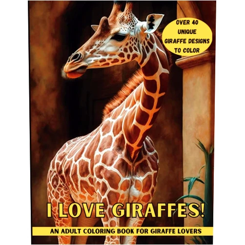 Kacie Simmons I LOVE GIRAFFES!: Giraffe adult coloring book Over 40 coloring book designs to help adults and kids relax and focus (giraffe lovers)