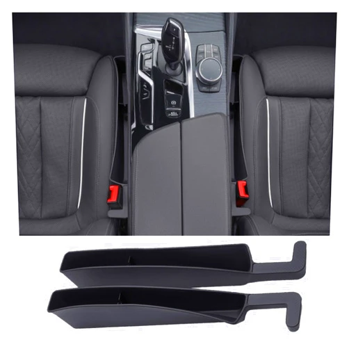 Berylins Car Seat Gap Filler Organizer, Auto Side Seat Gap Storage Box for Your Cars, Trucks 2 Pack, Universal Car Accessories Gap Filler Organizer to Fill the Gap Space Between the Console and Seats, Black