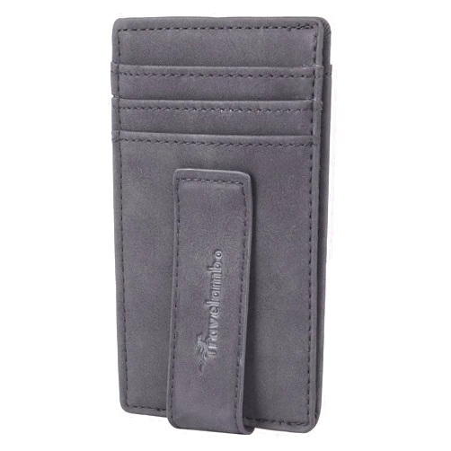 Travelambo Money Clip for Men Magnetic Front Pocket Wallet Slim Wallet Minimalist Card Holder RFID Blocking (Black Smooth)