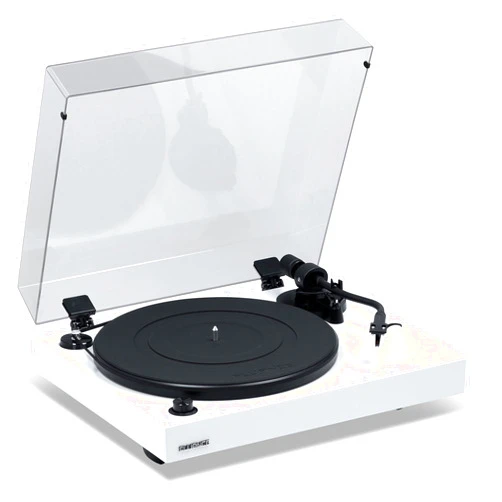 Fluance RT82 Reference High Fidelity Vinyl Turntable Record Player with Ortofon OM10 Cartridge, Speed Control Motor, High Mass MDF Wood Plinth, Vibration Isolation Feet - Piano White
