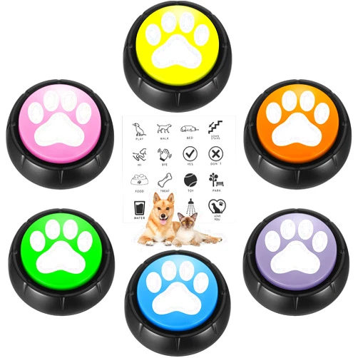HyDren Pcs Dog Talking Button Set Stickers Communication Buttons 20 Seconds Recordable Answer Buzzer Voice Sound Recording Talking Box Cat Pet Speech Training Game Tool Funny Gift (Light Color)