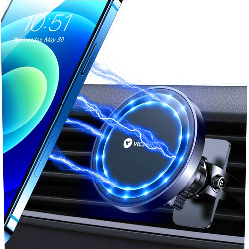 VICSEED for MagSafe Car Mount [Upgraded Strongest Magnet Power] Magnetic Phone Holder for Car Vent 360 Adjustable Magnetic Car Phone Holder Mount for iPhone 16 Pro Max 15 14 13 12 Plus Mini