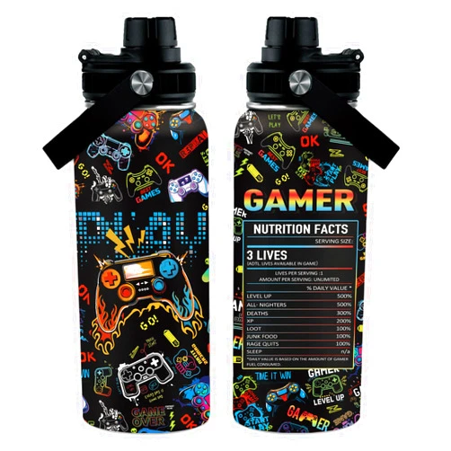 WWHSAI Gaming Gamer Gifts 32oz Gamings Gamepad Water Bottles, Gamers Gifts for Kids Teen Game Boys Son Adults Gaming Tumbler Presents Gamers Birthday Party Christmas Game Decor Gift Gamer Cup