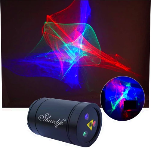 Sharelife Mini DJ Rechargeable Laser Lights, RGB Aurora Effect Projector USB for Home Disco Party Show Outdoor Stage DJ Dance Car Garden Holiday Portable Lights DP4-A-Black