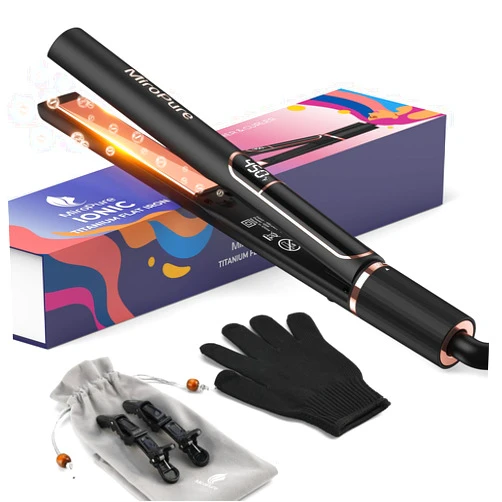 MiroPure Flat Iron Hair Straightener, 1 Inch Titanium Plates Hair Straightener with 15S Heat-up, Professional MCH Ceramic Negative Ion Hair Iron Dual Voltage for Women Hair with Auto Shut-Off