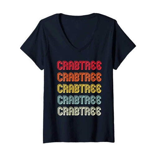 Customized Last Name Custom Family Christmas Team Womens CRABTREE Gift Surname Funny Retro Vintage Birthday Reunion V-Neck T-Shirt
