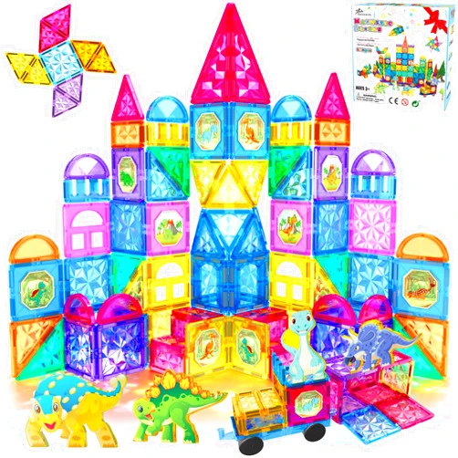 Jasonwell 110PCS Magnetic Tiles Building Blocks Set for Boys Girls Preschool Educational Magnet Construction Kit Stacking STEM Toys Christmas Birthday Gifts for Kids Toddlers 3 4 5 6 7 8 9 + Year Old