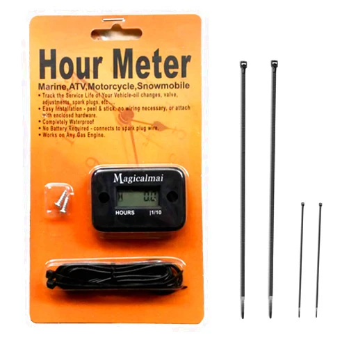 Magicalmai Inductive Hour Meter for Gas Engine Generator Lawn Mower Pressure Washer Marine ATV Boat Outboard Motor Dirt Bike Motorcycle Waterproof Hr Meters - Black