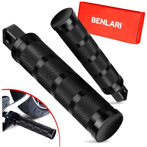 Benlari Motorcycle Foot Pegs, CNC Aluminum Mounting Footpegs, Footpegs Footrest Passenger Pedals 10MM Compatible for Harley Sportster, Dyna, Road King, Black