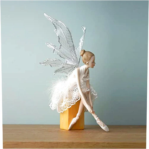 BYVUTE Ballerina Girl Figurines Ballet, Dancing Statue Art Sculpture Figure Resin Home Decoration Office Desk Ornament, Statuette for Your Desk/Bookshelf/Dinning Table (White 2)