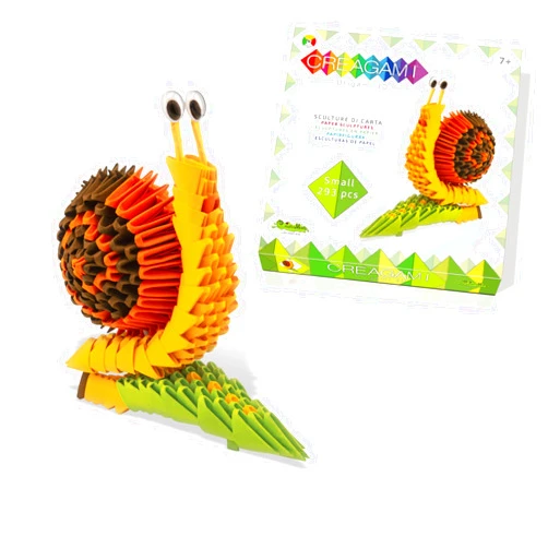 Creagami Snail on the Leaf Origami Set - A Colorful 3D Modular Paper Sculpture Kit with 293 Pieces for Ages 7 - Adult