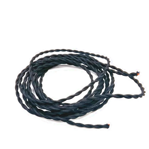 Pangocho Jinchao-Twisted Cloth Covered Wire Vintage Style Lamp Cord Strands 2 * 0.75mm 5M/10M for Industrial Vintage DIY Projects (Color : Black, Length : 5m)