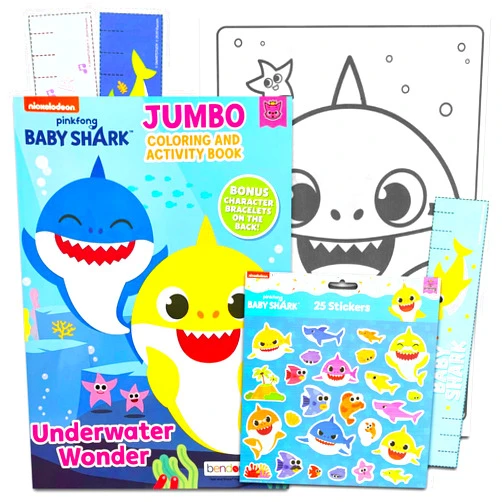 Baby Shark Coloring Book Set for Toddlers - Bundle with Baby Shark Activity Book Plus Stickers, Games, Puzzles, and More | Baby Shark Coloring Book Party Favor