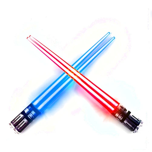 ChopSabers Lightsaber Chopsticks Light Up, Star Wars Chopsticks Light Up, Mini Lightsaber, Fun Chop, Cool Chopsticks, Light Saber Chopsticks, Led Chopsticks, 2 PAIRS, Blue Red (Glossy Tips)
