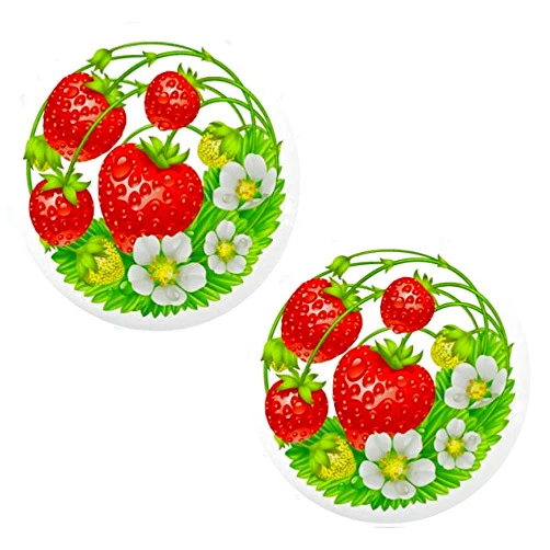 Carolina Hardware and Décor Set of 2 Round Strawberries Design Ceramic Cabinet Drawer Knobs