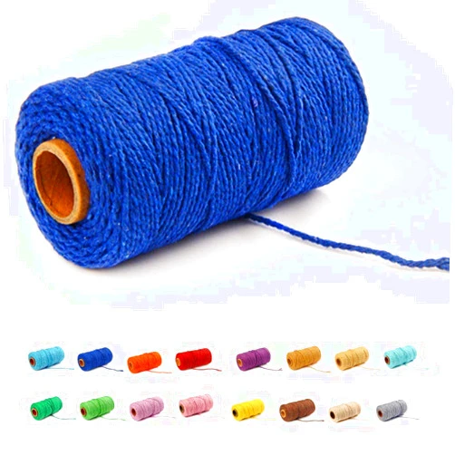 flipped (109 Yards/1.5mm/35 Colors Optional) Cotton Baker Twine DIY Craft Macramé Natural Cotton Rope Craft Making Knitting String Rope DIY Wedding Decor Supply Christmas Wrapping (deep Blue)…