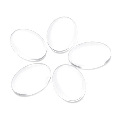 Craftdady 200Pcs Transparent Glass Cabochons 25x18mm Oval Clear Glass Flat Back Dome Tile Cabochons Covers for Photo Pendant Jewelry Making