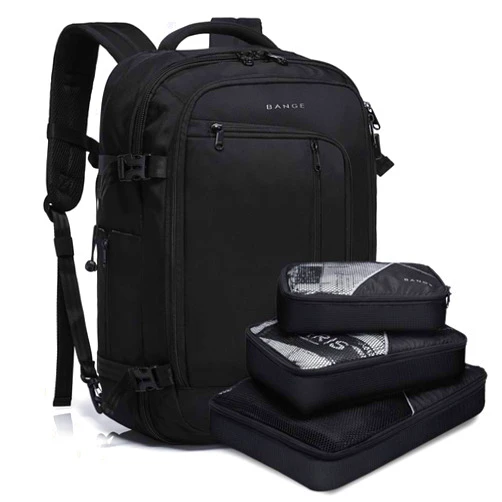 BANGE Travel Overnight Backpack,40-Liter FAA Flight Approved Weekender Bag Carry on Backpack (BLACK (Backpack with 3 Cubes))…