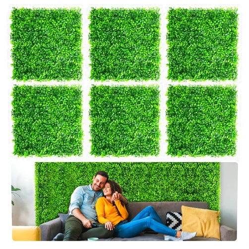 Aboofx Artificial Grass Wall Panels, 24 Pack 10x10in Green Wall Decor Greenery Wall Decoration, Boxwood Panels Hedge Wall Panels for Garden Fence Privacy Protected (16.67 SQ Feet)