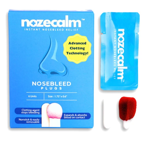 NozeCalm Nose Bleed Stopper - Swift-Acting Nosebleed Plugs for Kids & All Ages - Bloody Nose Stoppers with Clotting Agent - Hypoallergenic, Non-Stick, Sterile, Easy Removal & Travel Ready (6-Count)