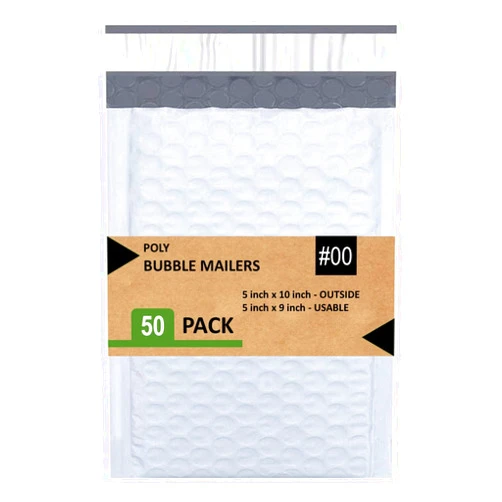 SALES4LESS - Poly Bubble Mailers, Waterproof & Cushioned Padded Envelopes for Shipping, 5 x 10 in (50 Pack, White)