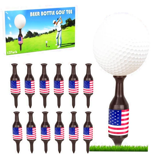 QHMENG Golf Tees 12 Per Set, Golf Accessories, Beer Bottle Golf Tee Gifts for Men Women, Father, Golfers, 3.54