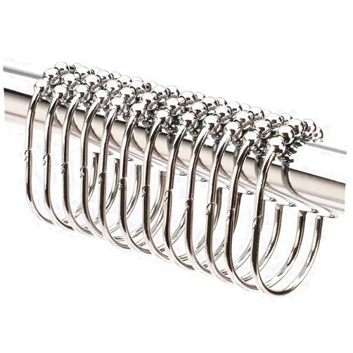 2 Lb. Depot Shower Curtain Ring - Set of 12 Easy Glide Rollers with Polished Chrome Finish - Stainless Steel Shower Hooks for Straight and Curved Rods - Decorative and Durable for Any Bathroom