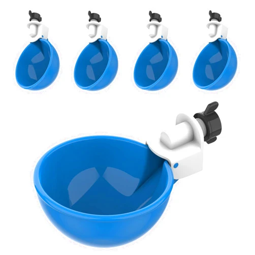 Lil'Clucker Lil Clucker - Blue Large Automatic Chicken Waterer Cups Suitable for Ducks, Geese, Turkeys, and Bunny Rabbit - Water Feeder Kit - Poultry Waterer - Pack of 5