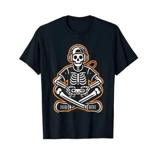 Gamer Skeleton Humorous Tee for Gamers Funny Gamer Skeleton Video Game Lover Tee T-Shirt