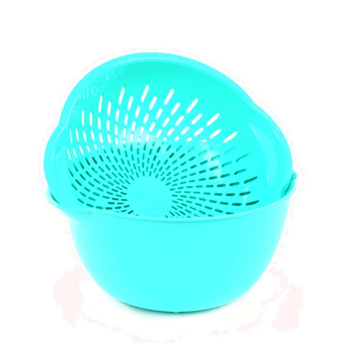 Mintra Office Mintra Home Mixing Bowl w/Colander (Large 4.5L, Teal) - For Washing & Draining Fruits And Vegetables - Heavy Duty Plastic for Baking, Cooking Supplies - Dishwasher Safe
