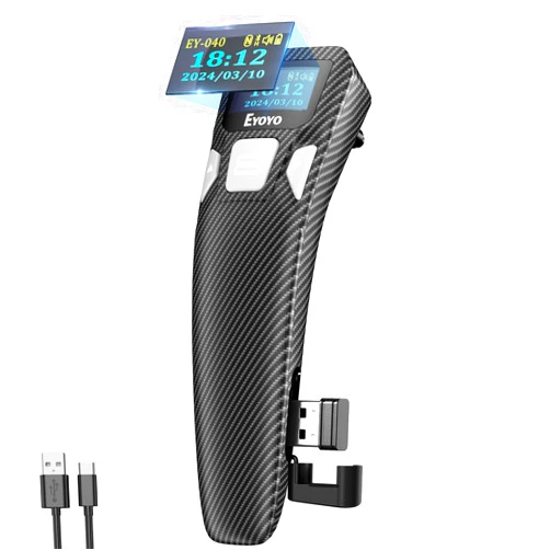 Eyoyo Portable Mini 2D Bluetooth Barcode Scanner, Smart Digital Display to Set, Wireless&USB Wired 1D 2D UPC QR Code Scanner Reader for Book Library Compatible with Android Phone, iPhone, iPad, Laptop