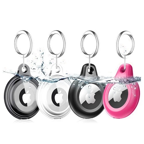 Lanteso 4 Pack Airtag Keychain for Apple Air Tag Holder IPX8 Waterproof Military-Grade Drop Shockproof Protective Cover Case Scratch Resistant for Pets, Dog, Keys, Cat, Luggage
