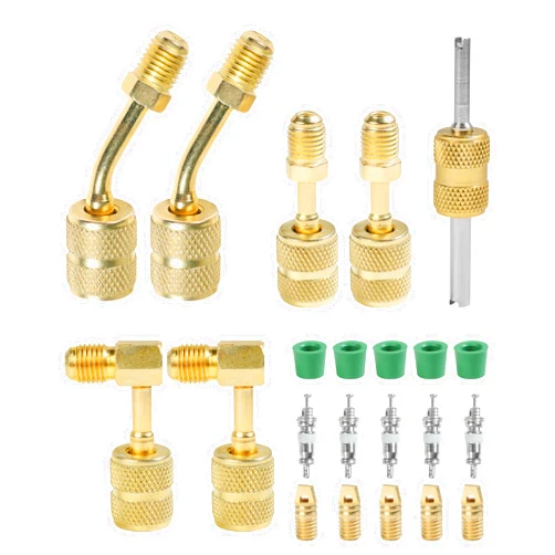 RACOONA R410A Refrigerant,Mini Split Adapter,R410A Adapter Kit,5/16” Female to 1/4” Male Flare,Car Accessories Mini Split Vacuum Pump Kit with Valve Core Remover Thimble for Mini Split System