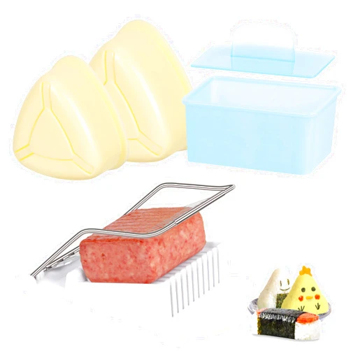 Ajerg Spam Musubi Mold, Sushi Onigiri Mold Set,Kitchen Sesame Paste Maker, Non-stick Masubi Molds Kit,Butter Cheese Spam Slicer (Spam Musubi Mold)