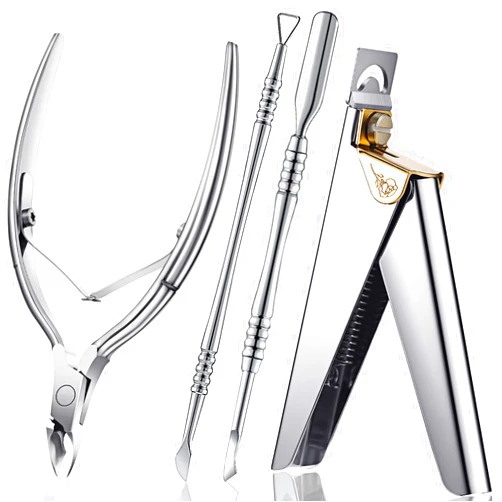 Mudder Acrylic Nail Clippers Kit False Nails Tips Cutter Professional Cuticle Trimmer Nipper Cutter Pusher Remover Stainless Steel Manicure Pedicure Art Tools Set Salon Home(Silver)