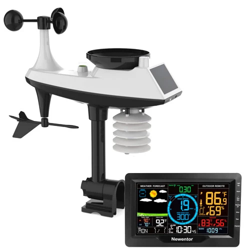 Newentor Weather Station with Rain Gauge and Wind Speed, Indoor/Outdoor Weather Stations for Home, 7.5” Professional Wireless Weather Gauges, Wind Direction/Temperature/Humidity Meter, Custom Alerts