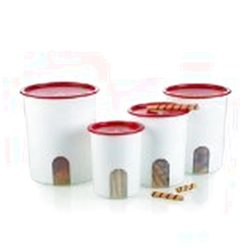 Tupperware One Touch Reminder Canister Set Red Seal by Tupperware