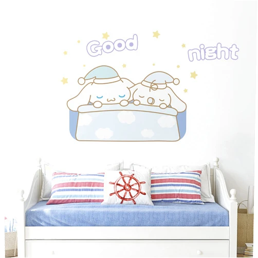SAYBZ Baby Nursery Wall Decals Peel and Stick Vinyl Cartoon Good Night Wall Stickers Decal Kids Bedroom Wall Decor
