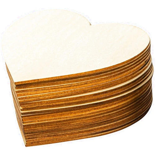 LepoHome 100PCS Unfinished Blank Wood Pieces, 4 Inch Natural Heart Shape Wooden Slices Cutouts Coaster for DIY Crafts Pyrograph Painting Staining Burning Engraving Carving