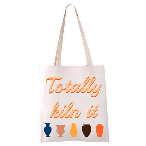 VAMSII Totally Kiln it Tote Bag Ceramic Artist Gifts Pottery Lover Gifts Bag Clay Pottery Maker Gift Ceramic Pottery Shopping