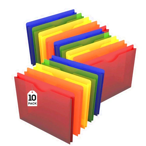 1InTheOffice File Folders Expandable Plastic, File Pockets, Moisture Resistant Expanding File Pockets, 1