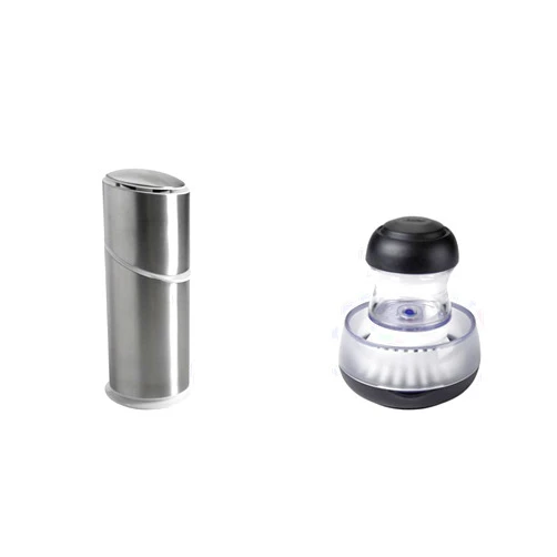 OXO Good Grips Stainless Steel Toothbrush Organizer (9.75 Inch) and OXO Good Grips Soap Dispensing Palm Brush Storage Set