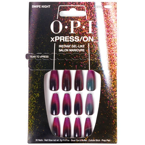OPI xPRESS/ON Press on Nails | Long Coffin Nail Art Press On Nails | With Nail Glue | Long Lasting, Reusable, Non-damaging
