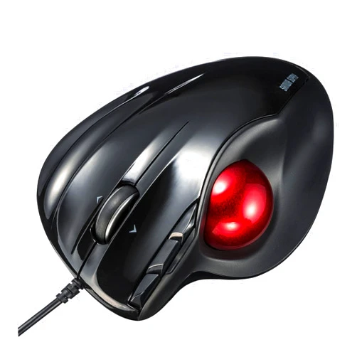 SANWA Wired Ergonomic Trackball Mouse, Programmable Roller Ball Mice, Tilt Scroll, 400/800/1200/1600 DPI, Computer trackball & Finger Rest, Compatible with Mac, Windows, Laptop, Chrome OS, Black