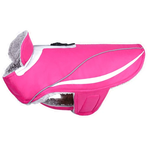 VIVAGLORY Dog Coat, Lightweight Cozy Fleece Lined Dog Jacket for Late Autumn and Early Winter, Water Resistant Dog Fleece Vest for Walking Training for Medium Pets, Fuchsia