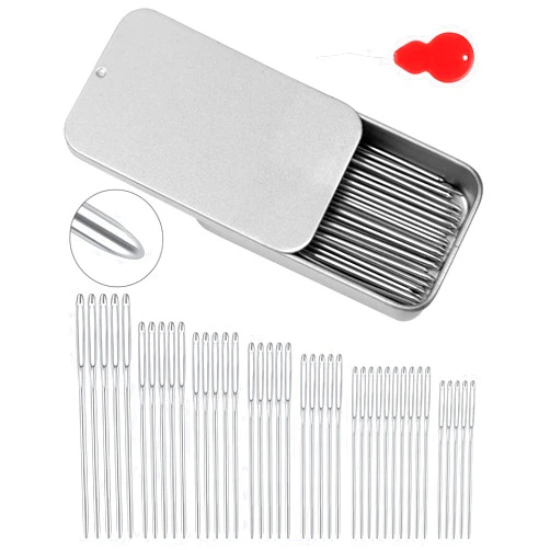 FIVEIZERO 80/40 PCS Large-Eye Blunt Needles,8 Sizes Stainless Steel Yarn Knitting Needles,Sewing Needles,Crafting Knitting Weaving Stringing Needleswith Threaders for Finishing Off Crochet Projects CJ