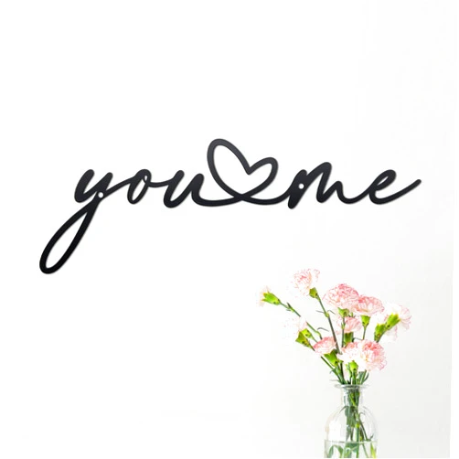 Ajqiomh You and Me Sign Metal Wall Decor Love Heart Shaped Decor You and Me Metal Wall Decor Hanging for Living Room Bedroom House Decoration for Housewarming Wedding Anniversary Valentine Gift