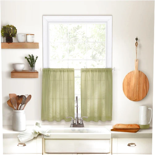Elrene Home Fashions Cameron Linen Tier Curtains, 30